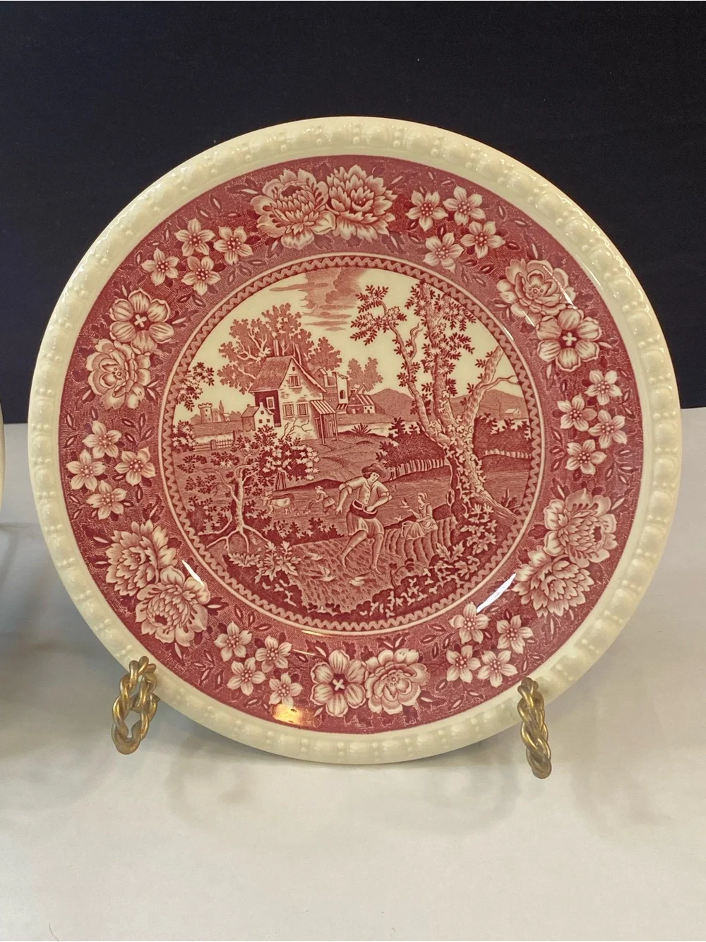Villeroy & Boch Rusticana Salad Plate Set Red Transferware Mettlacher Germany